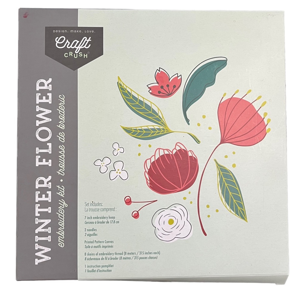 Craft Crush Winter Flower Embroidery Kit Never Used